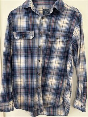 🌷5/$10🌷Faded Glory Blue and White Plaid Button-Down Shirt